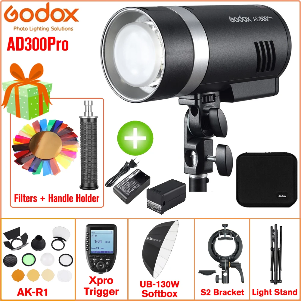 

Godox AD300Pro AD300 Pro TTL HSS Pocket Flash 2.4G Outdoor Speedlite Light ​for Canon Nikon Sony Fuji Olympus Panasonic Pentax