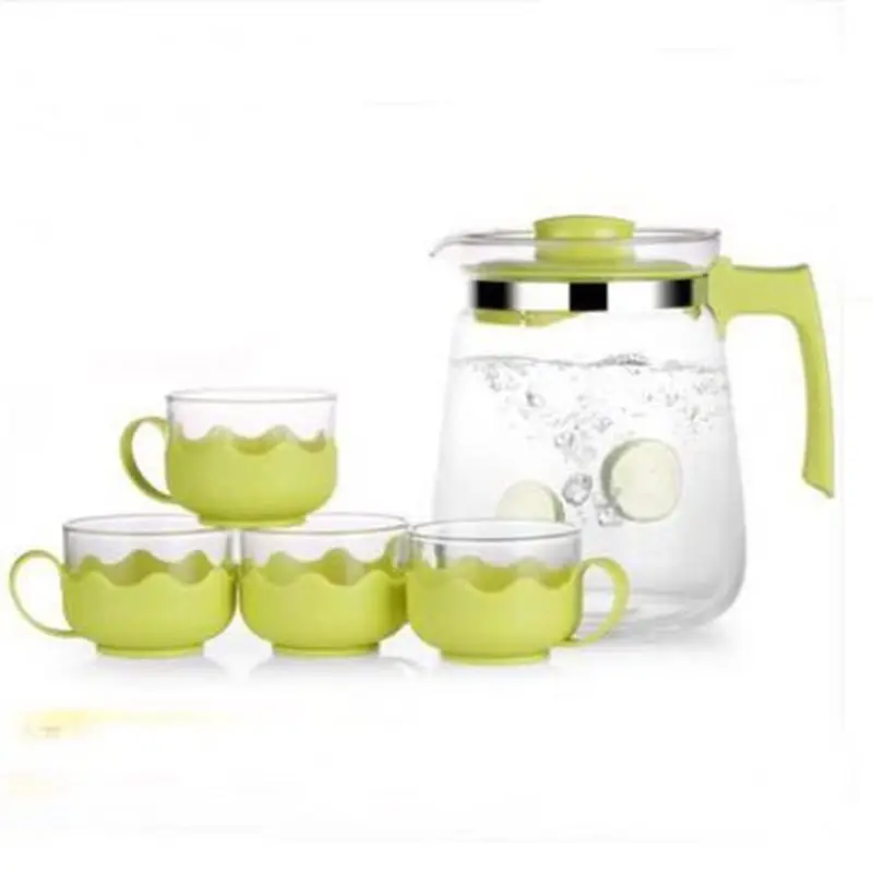 Стеклянный чайник для чая с защитой от ожогов домашний цветочный офисный набор