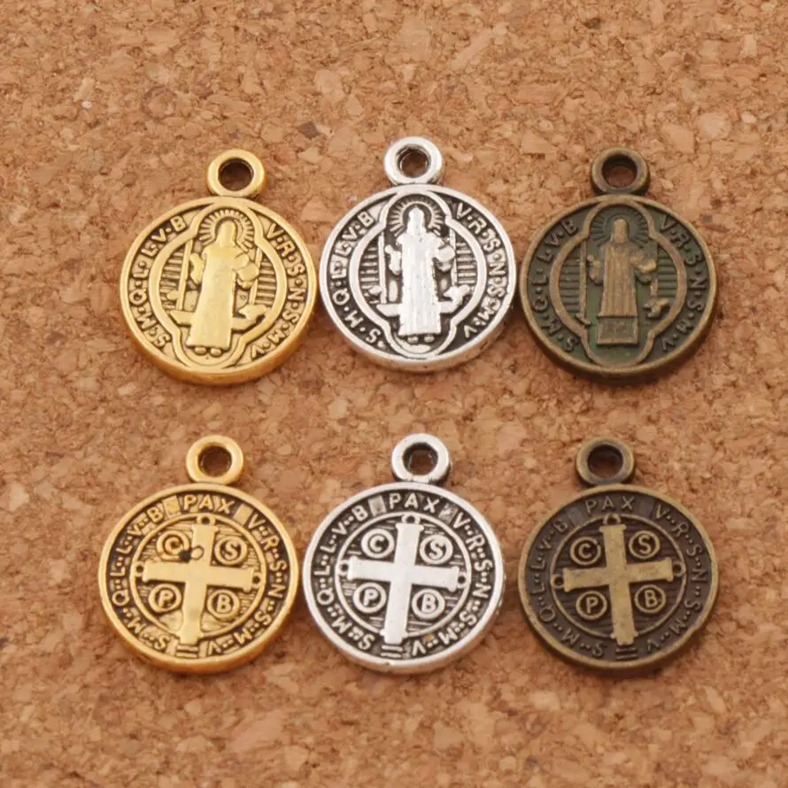 

36pcs/lot Saint St Benedict Nursia Patron Medal Cross Charms Pendants L1650 13x10mm 3colors