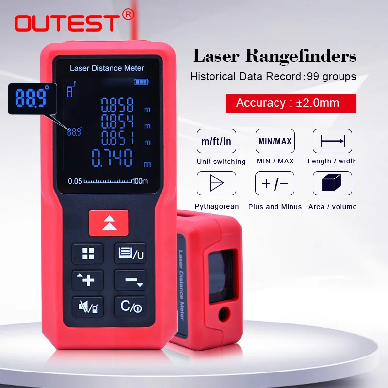 Лазерный дальномер OUTEST лазерный 40 м 60 80 100 измерительная лента цифровой Trena