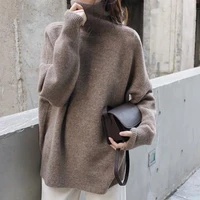 turtleneck cashmere sweater woman fashion loose thick warm pullover tops 2021 winter solid jumper female knitted wool sweaters