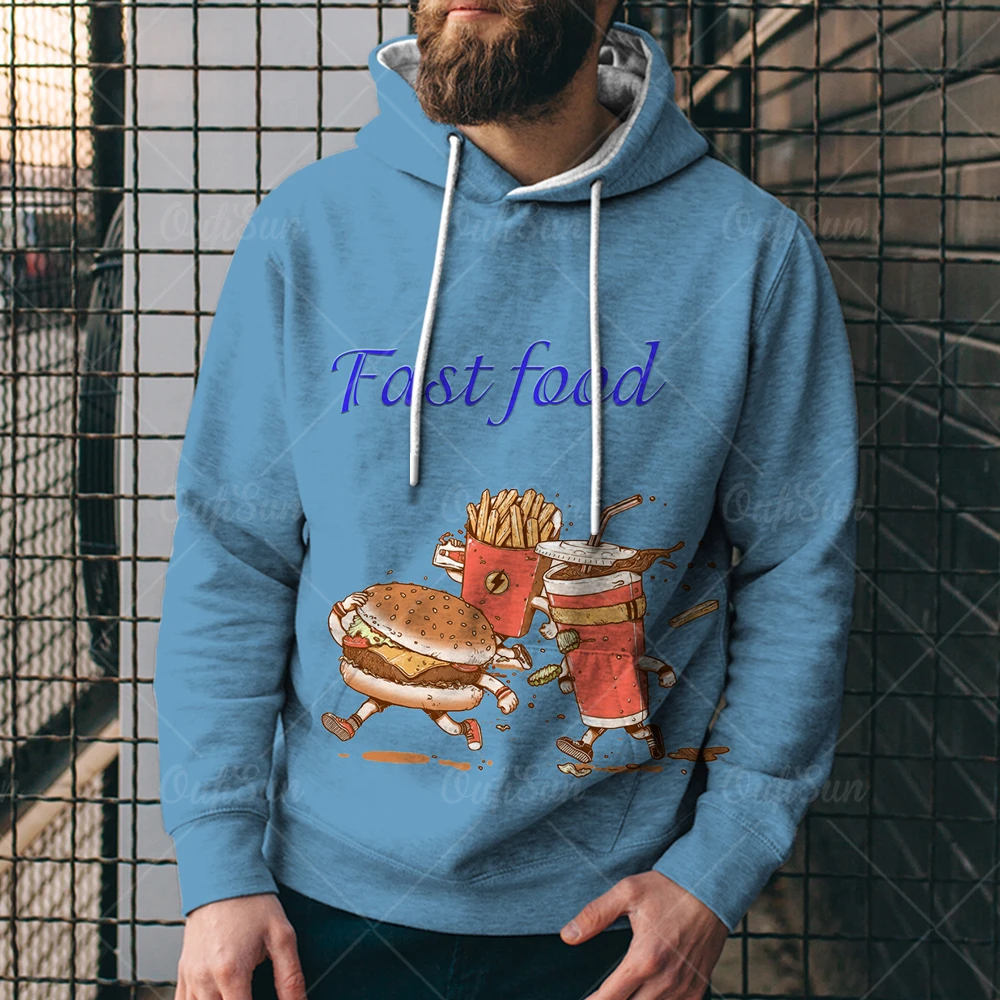 

Autumn Men's 3d Printing Food Drawing Hoodie Casual Hoodie Fun Short Sleeve Top Unisex Oversized Fashion Sports Hoodie