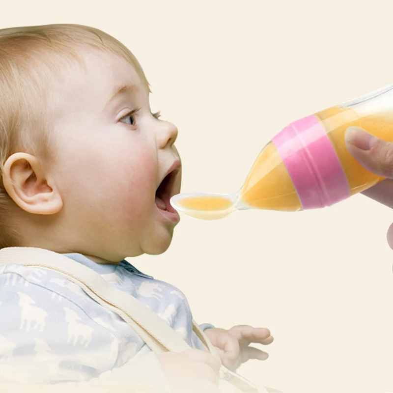 120ml силиконовая детская бутылочка для кормления с ложкой новорожденных малышей