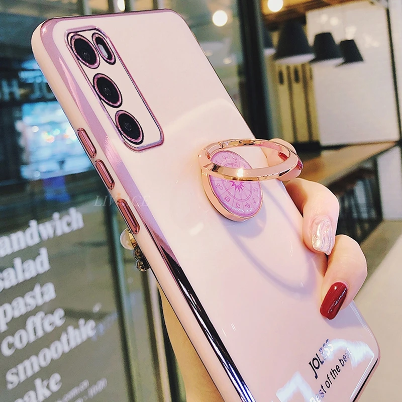 deluxe plating silicone ring holder phone case for xiaomi redmi note 11 10 9 8 7 5 pro 8t redmi 9 9c 9a 8 8a 7a 10 stand cover free global shipping