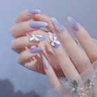 Стерео бабочка лук Фея Дизайн ногтей пригодные для носки накладные ногти с клеем и наклейкой 24 шт.кор. с инструментами для ношения в подарок