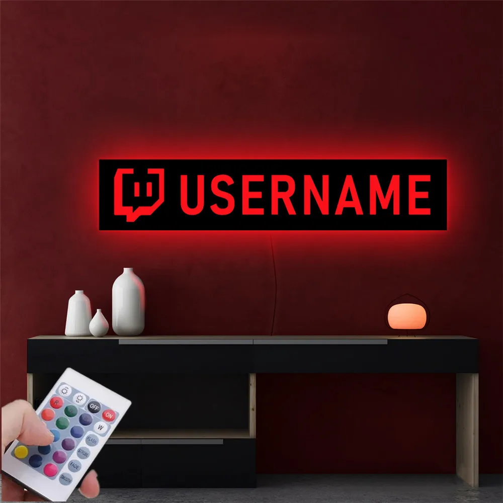 Персонализированная ярлык для геймера настенная лампа Twitch деревянный