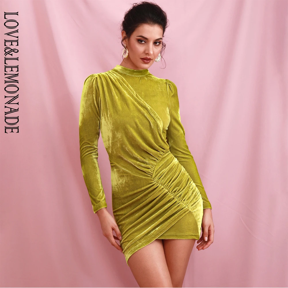 Женское вечернее мини-платье LOVE &amp LEMONADE зеленое облегающее платье с