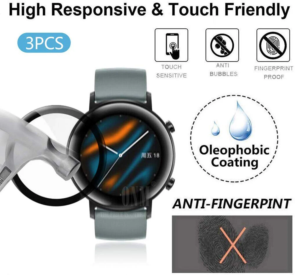 10 шт. 5D Защитная пленка для экрана Huawei Watch GT 2 42 мм мягкая круглая аксессуары (не