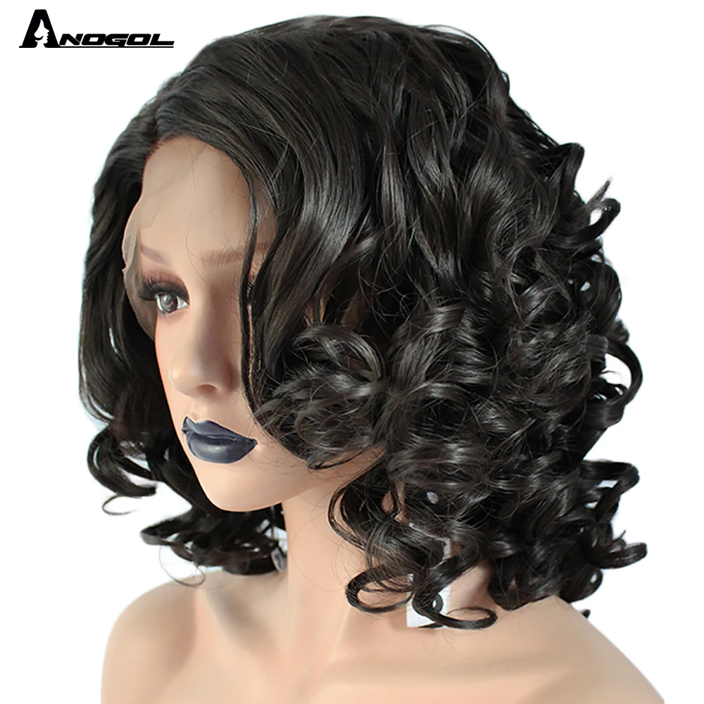 Аногол Высокая температура волокна бразильские волосы короткие волнистые боб
