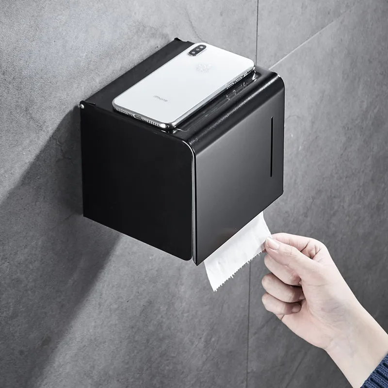 WZLY Matte Black Paper Box Bathroom Towel Dispenser Wall Mounted Aluminum Tissue Holder Commercial Hand Racks | Обустройство дома