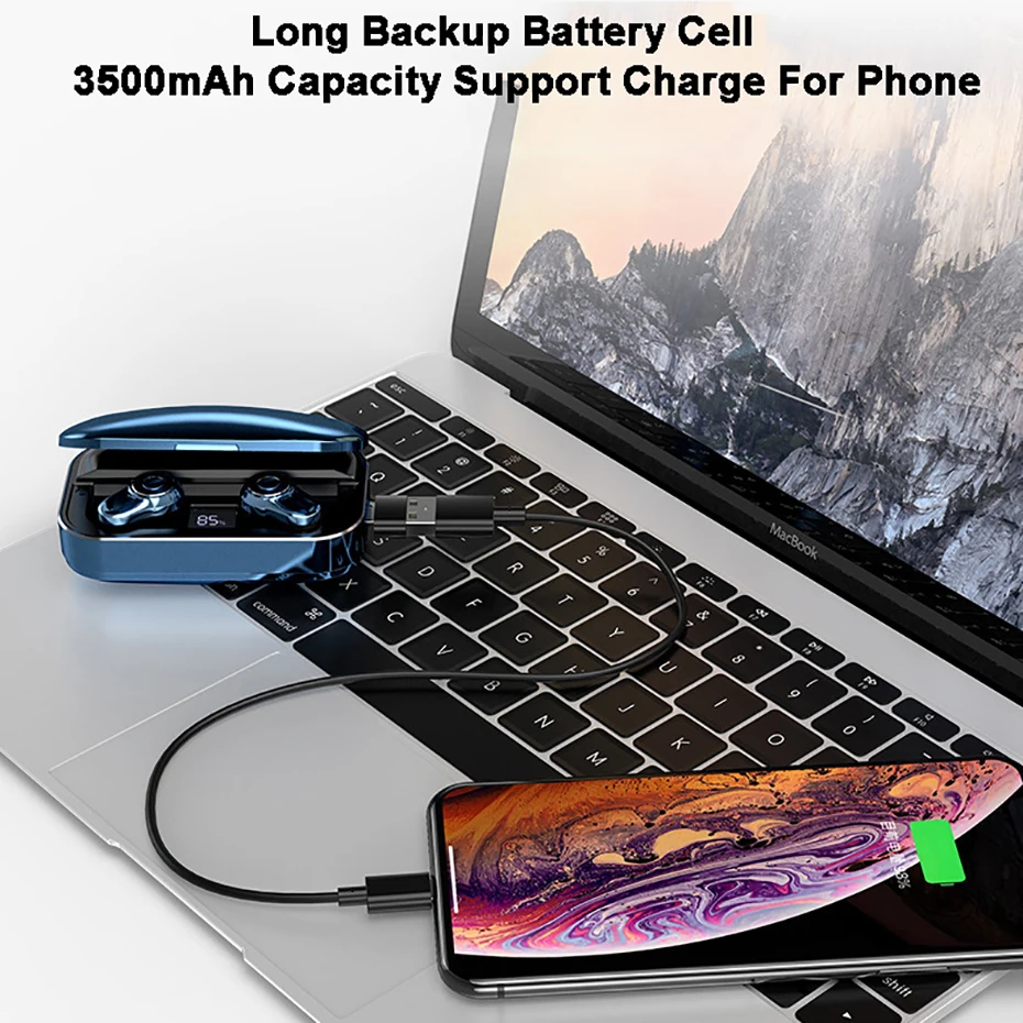 TWS, Bluetooth наушники, стерео звук, беспроводные наушники, Bluetooth 5,0, HD вызов, беспроводная Bluetooth гарнитура с 3500 мАч, внешний аккумулятор