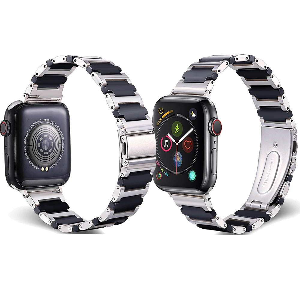 Ceramic strap For Apple Watch ceramic band Series 40/44MM 38/42MM 41/45MM Series S8/7/SE/6/5/4/3/2/1 stainless steel  strap