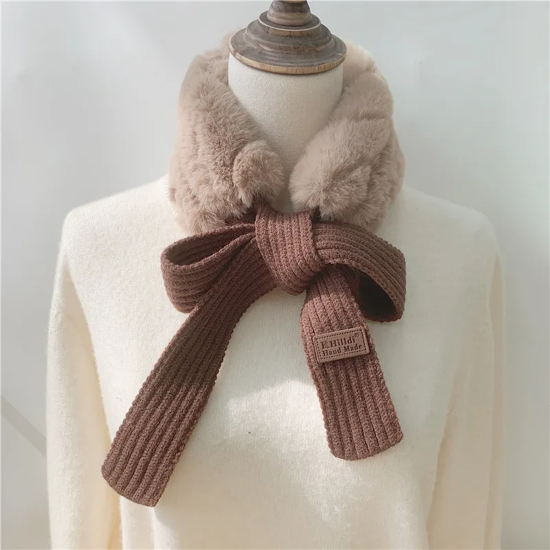 

Winter Warm Wool Collar Neck Protection Knitting Collar Women's Imitation Rabbit Plush Thickened Fur Versatile Scarf