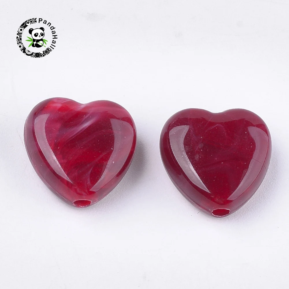 

200pcs 14x14x7mm Mixed Color Imitation Gemstone Style Heart Acrylic Beads For DIY Jewelry Making , Hole: 2mm