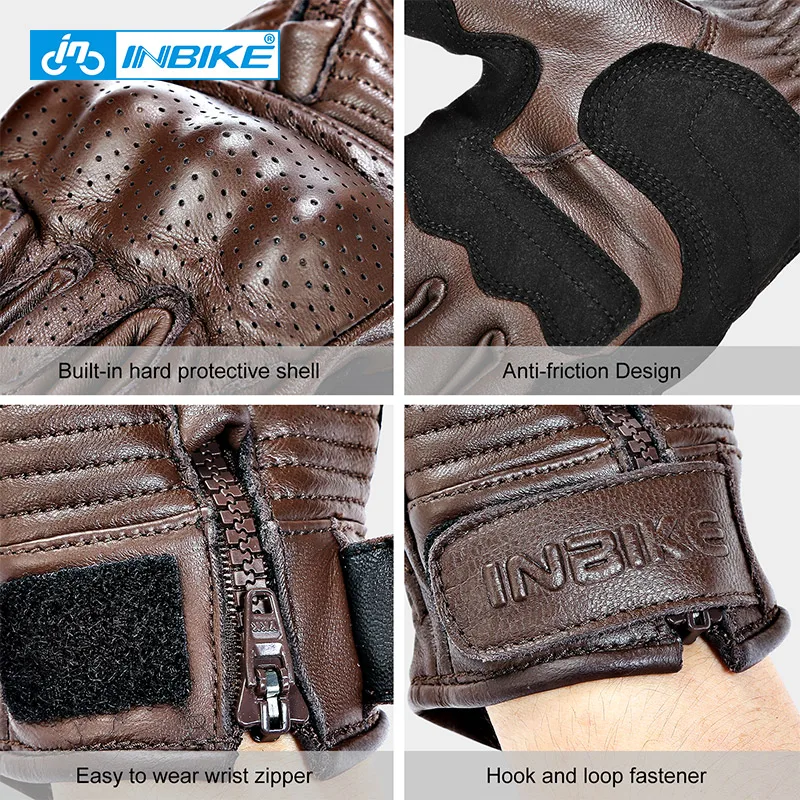 Мужские мотоциклетные перчатки INBIKE Pro кожаные для мотокросса MTB с сенсорным