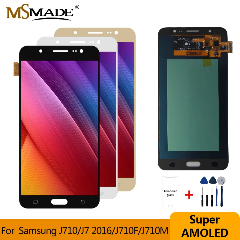 Супер AMOLED lcd для Samsung Galaxy J7 J710 J710F J710M J710H J710FN ЖК-дисплей дигитайзер сенсорный экран J710 дисплей