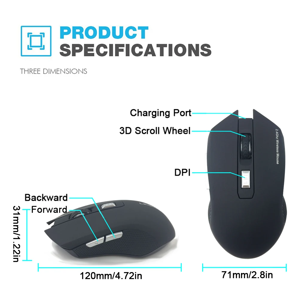 Беспроводная игровая мышь erlies 2 4 ГГц 6D 1600DPI | Компьютеры и офис