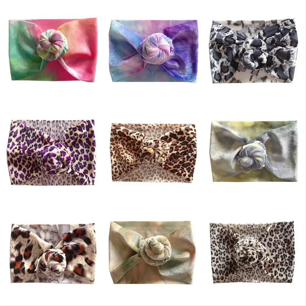 

Baby Hair Accessories Leopard Headband Baby Girl Mom Family Headbands Round Top Turban Bows