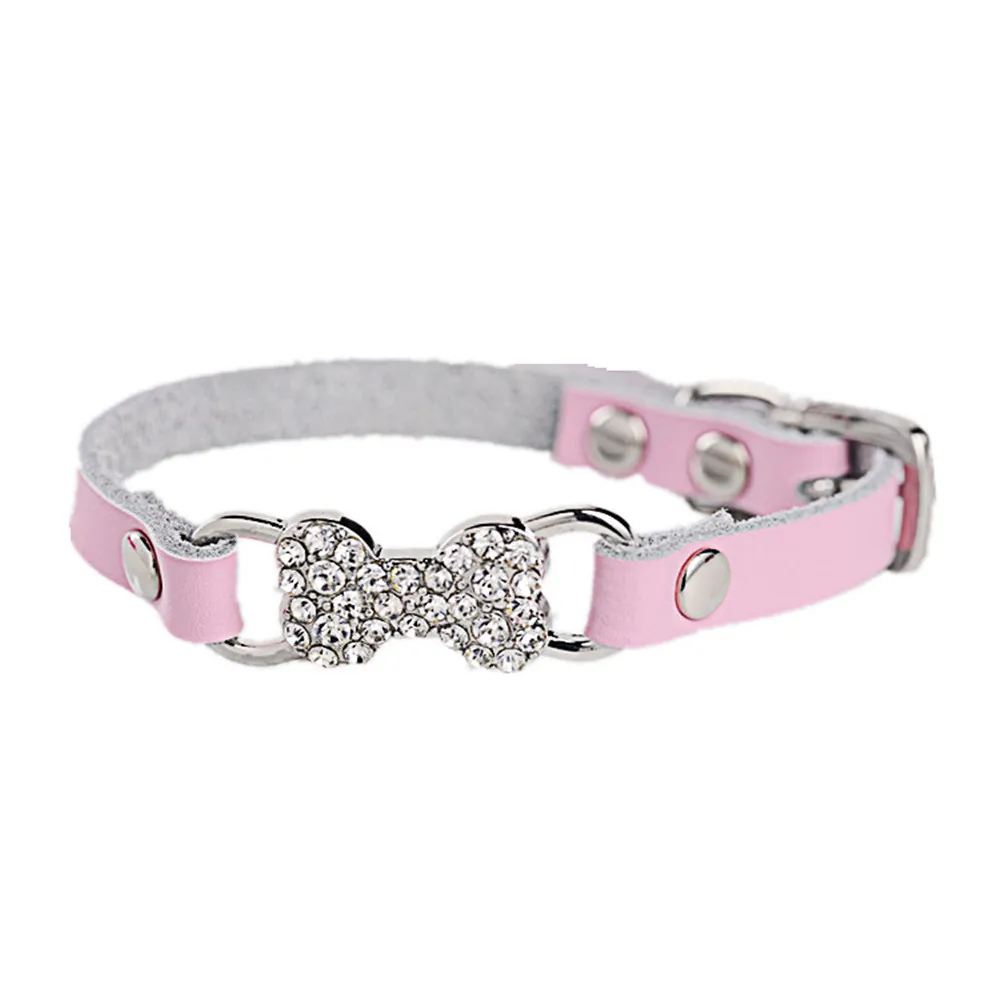 Ошейник для собак ошейник кожаный с блестящими кристаллами и сердечками