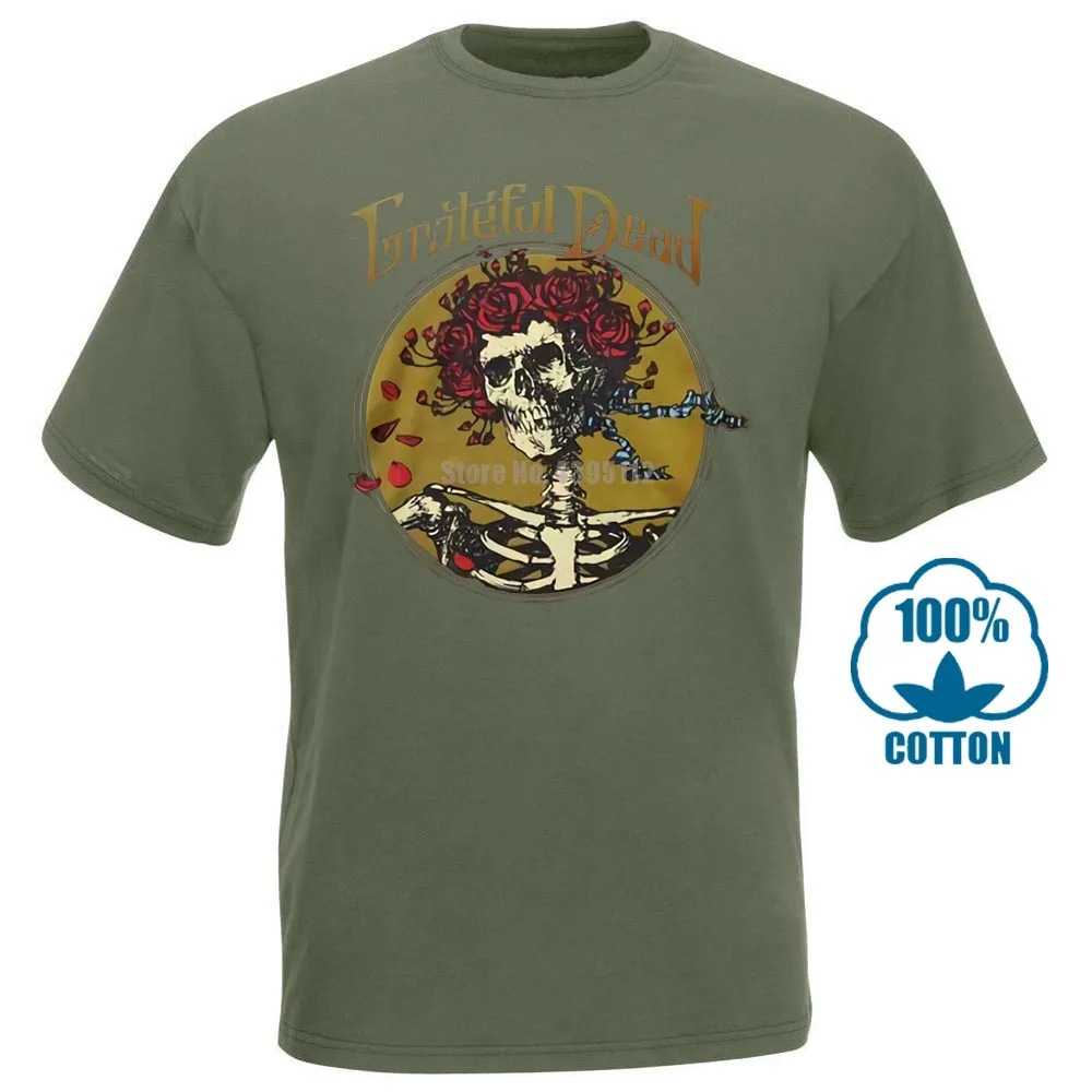 Армейский зеленый Футболка Grateful Dead Grateful Skull M, L, Xl, 2Xl, фирменная новинка, Официальная футболка - Цвет: Армейский зеленый