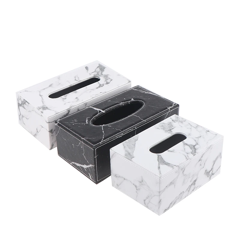 

Luxury Moden Marble Pattern Leather Tissue Box Holder Desk Napkins Tissue Holder for Home Living Room Decro