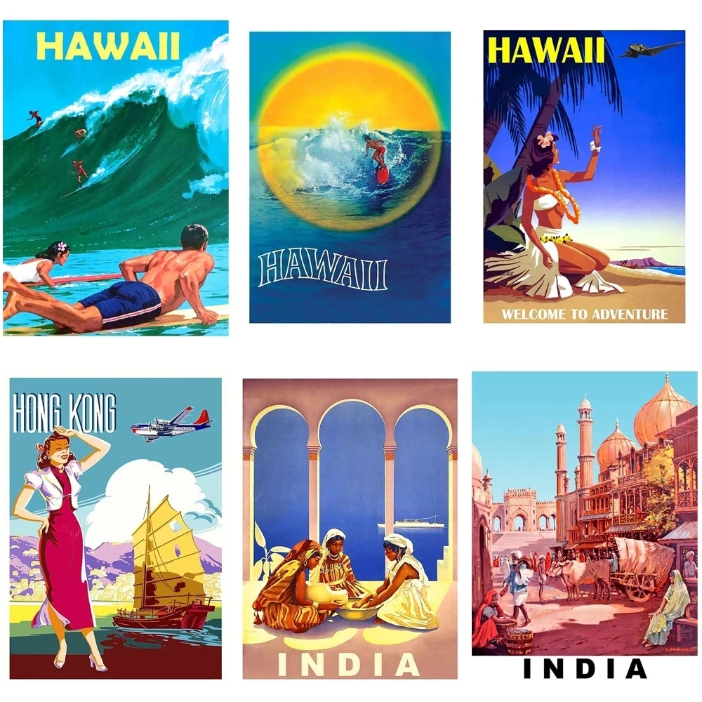 

Wall Artwork Ship Modular Hawaii Poster Home Decor Woman Hd Print Surfing Pictures Canvas Painting For Living Room No Framework