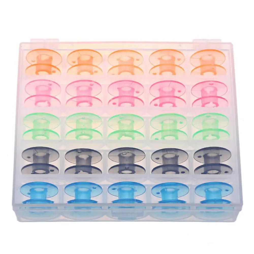 25 сетка Прозрачный чехол для хранения коробка Пластик мини Шпульный колпачок