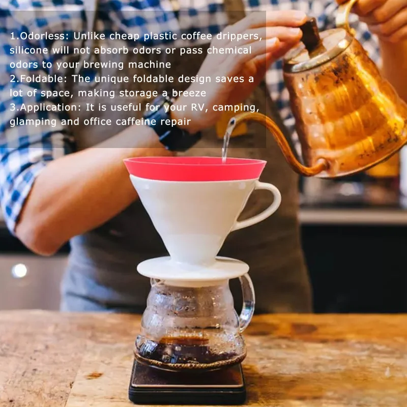 Цветная чашка для кофе V60 с капельным фильтром двусторонняя складная на 1 2