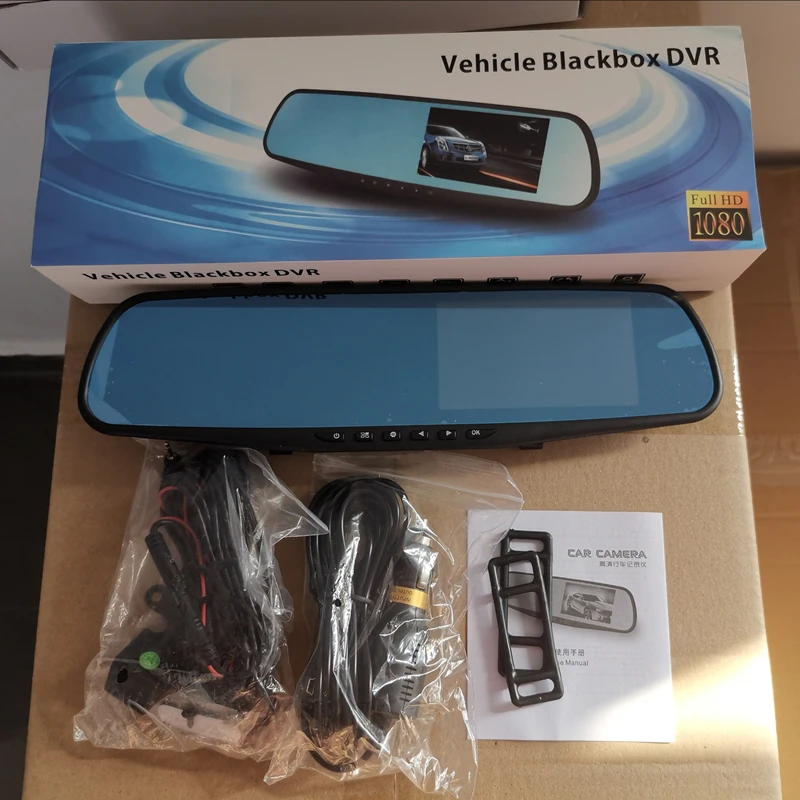 24-часовой автомобильный видеорегистратор задний вид двойной объектив 1080P 4 3