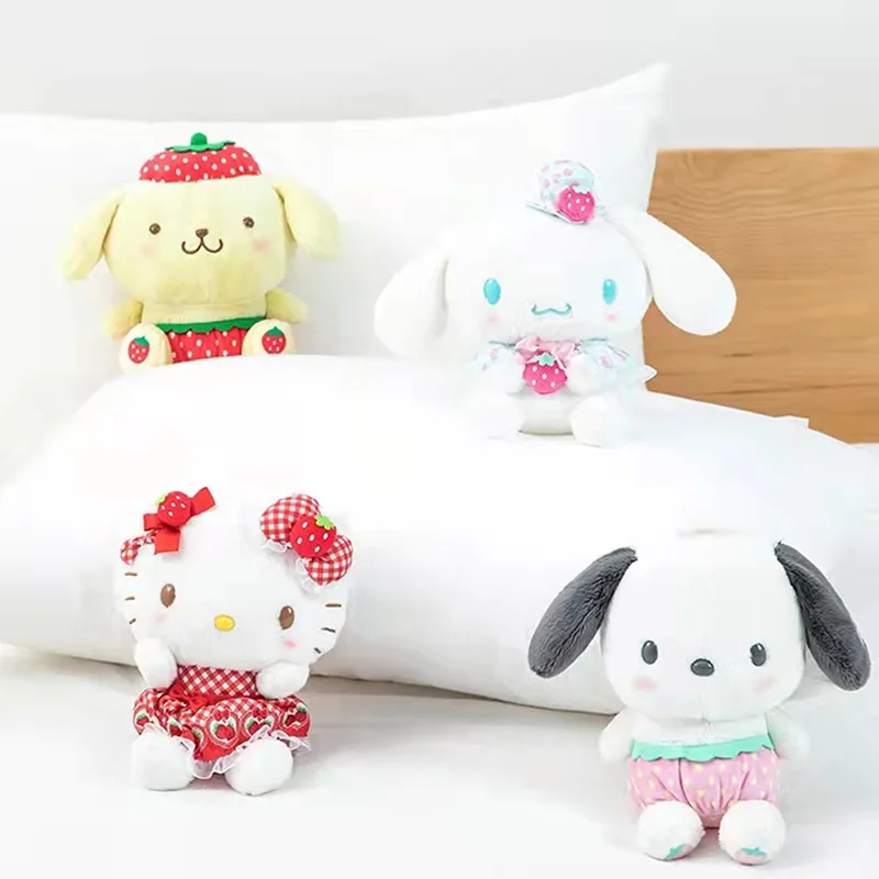 

Милая плюшевая клубника Sanrio, милая мультяшная аниме игрушка для девочек, 20 см, подарок