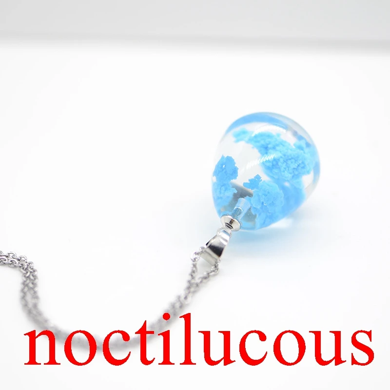 noctilucous 25 Градиент голубое небо и белые облака, прозрачный кристалл смолы кулон, дамы и творческие ювелирные ожерелья ручной работы X1815 - Окраска металла: noctilucous 25
