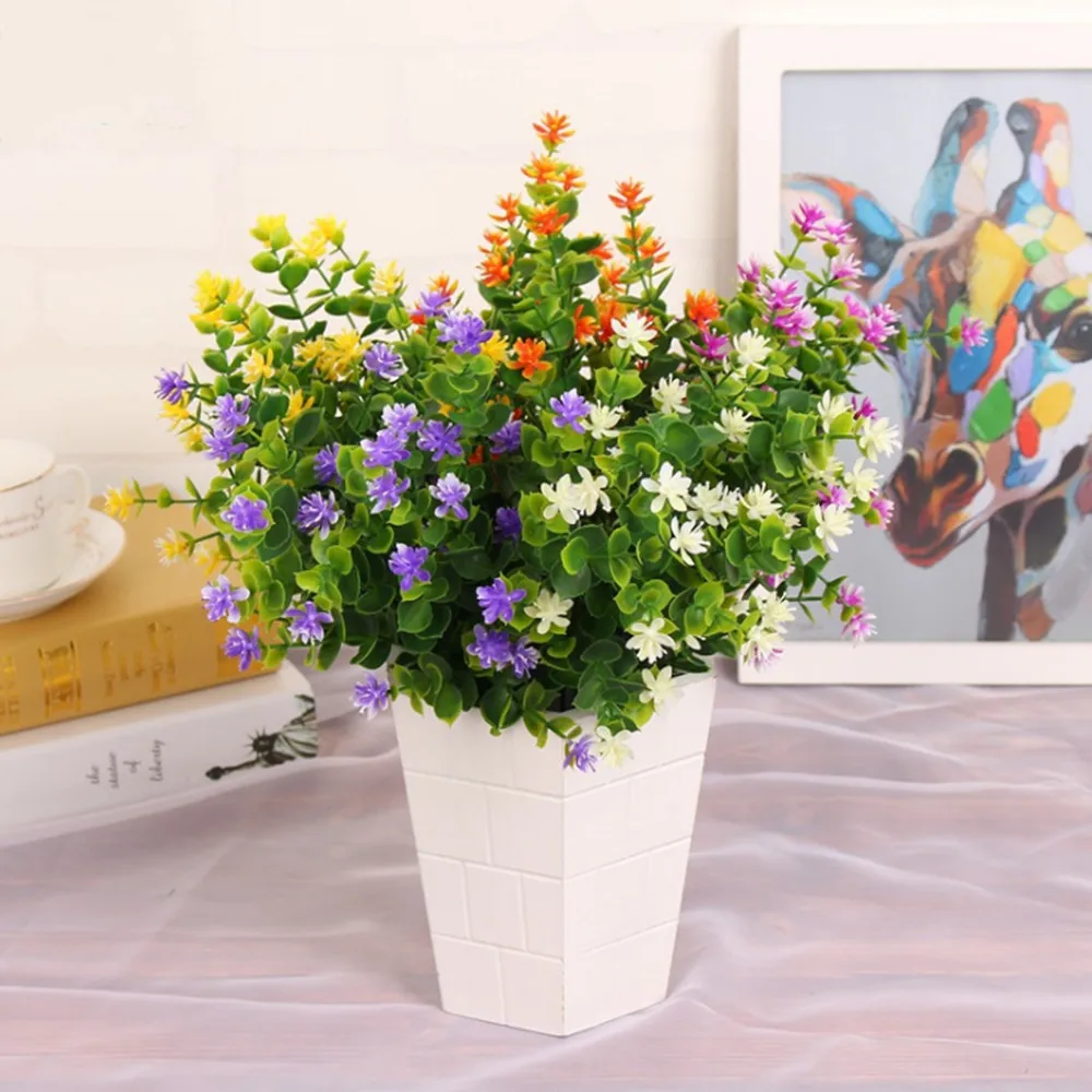 

7 Fork Simulation Eucalyptus Money Leaf Green Plants Flowers Grass Background DIY Wedding Garden Restaurant Decoration Cheap