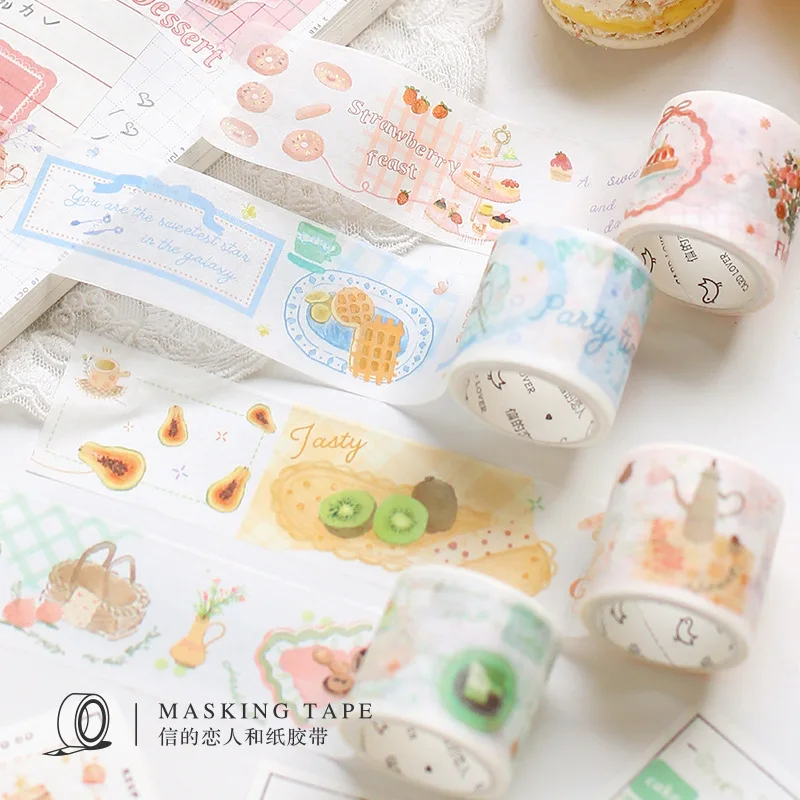 

1 Roll Fresh Fruit Cake Strawberry Series Paper Decorative Tape Sticker Hand Account Material Decoration
