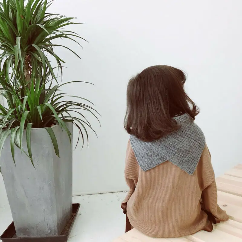 Осенне зимний шарф с воротником для мальчиков и девочек детские вязаные