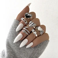 aprilwell gothic silver color ring set for women punk aesthetic 2021 costume retro jewelry anxiety chunky gadgets free shipping