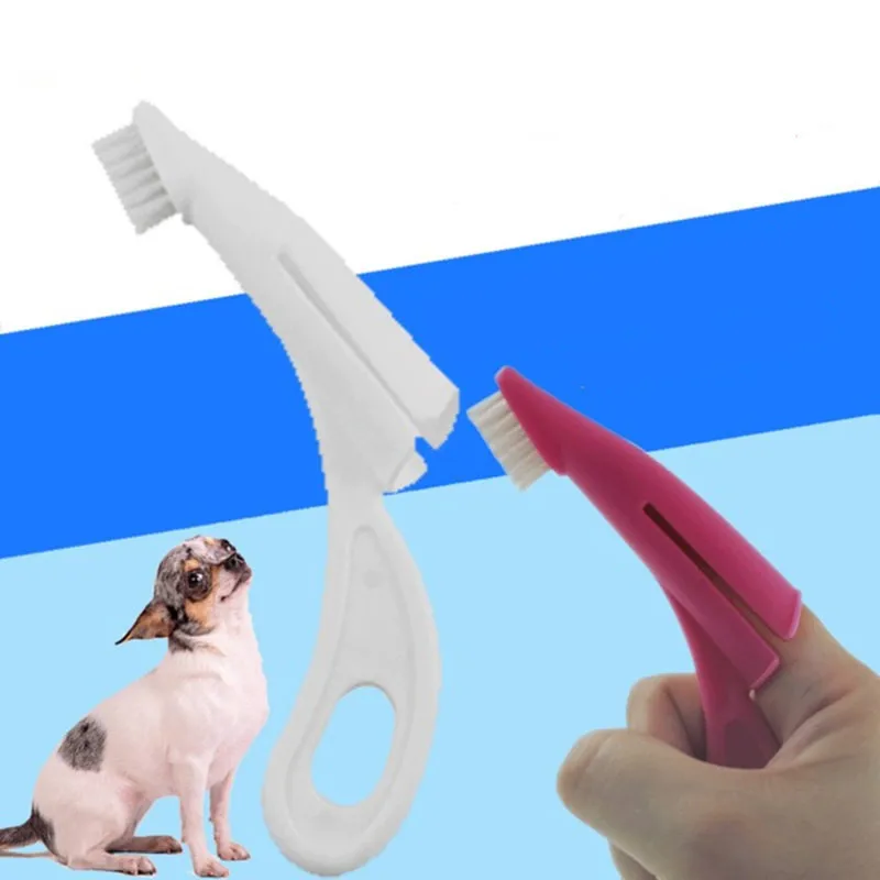 

1PCS New Pet Finger Toothbrush Teddy Dog Brush Bad Breath Tartar Teeth Tool Dog Cat Cleaning Supplies 2 Colors Dog Toothbrushes
