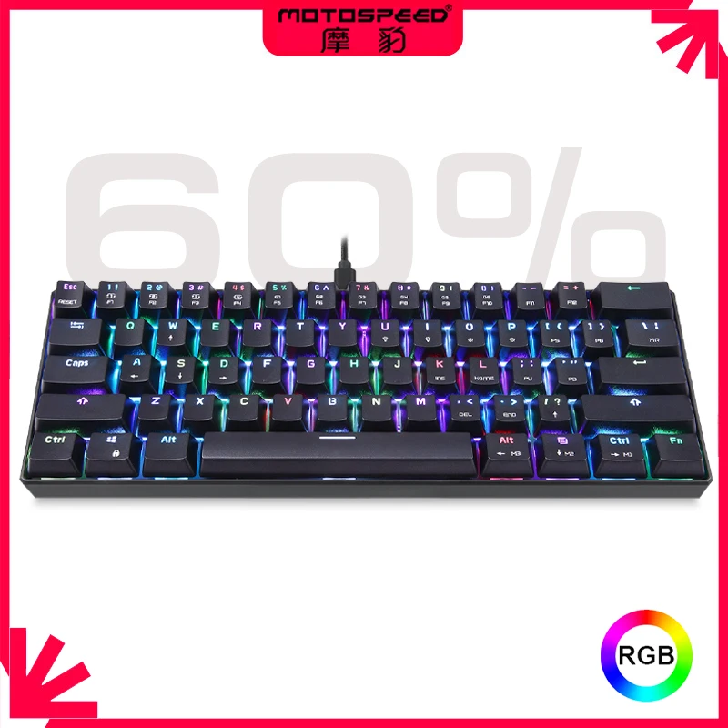 

Cheapest Motospeed CK61 RGB Mechanical Gaming Keyboard 61 Keys OUTEMU Switch Anti-Ghosting USB Wired Mini Keypad For PC Gamer