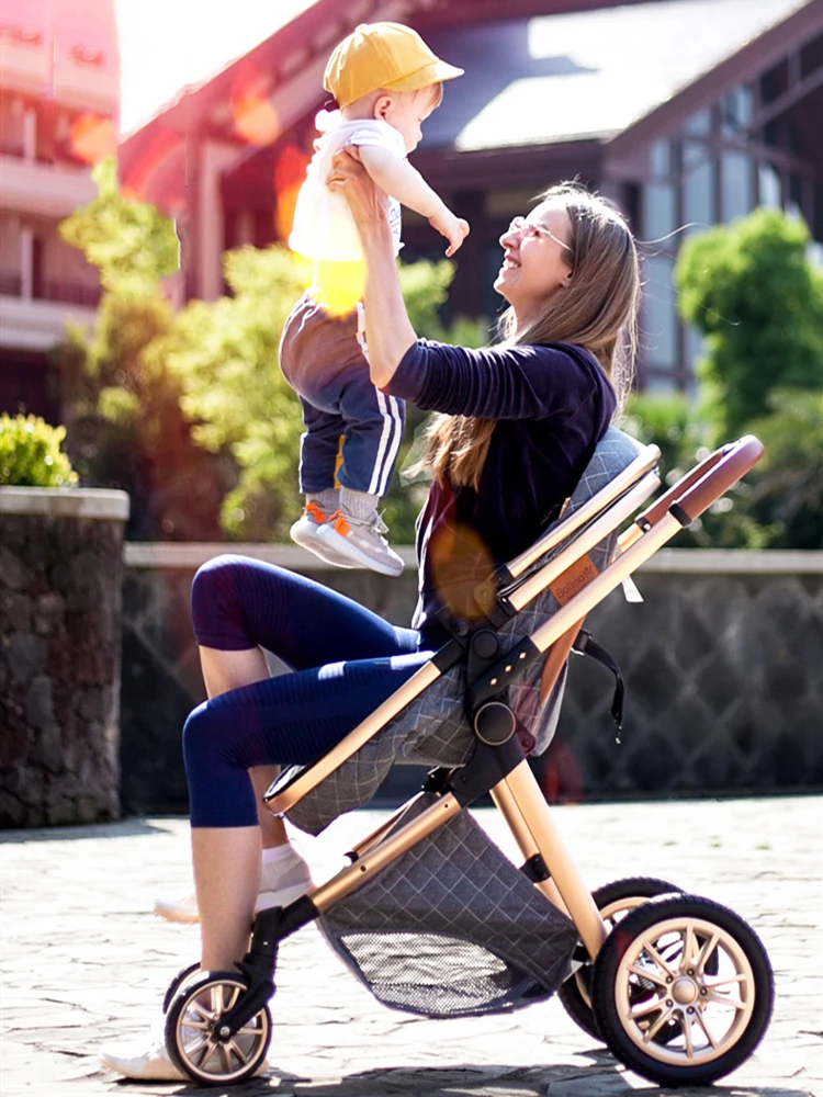 Детская коляска 3 в 1 с высоким ландшафтом откидывающейся спинкой складная