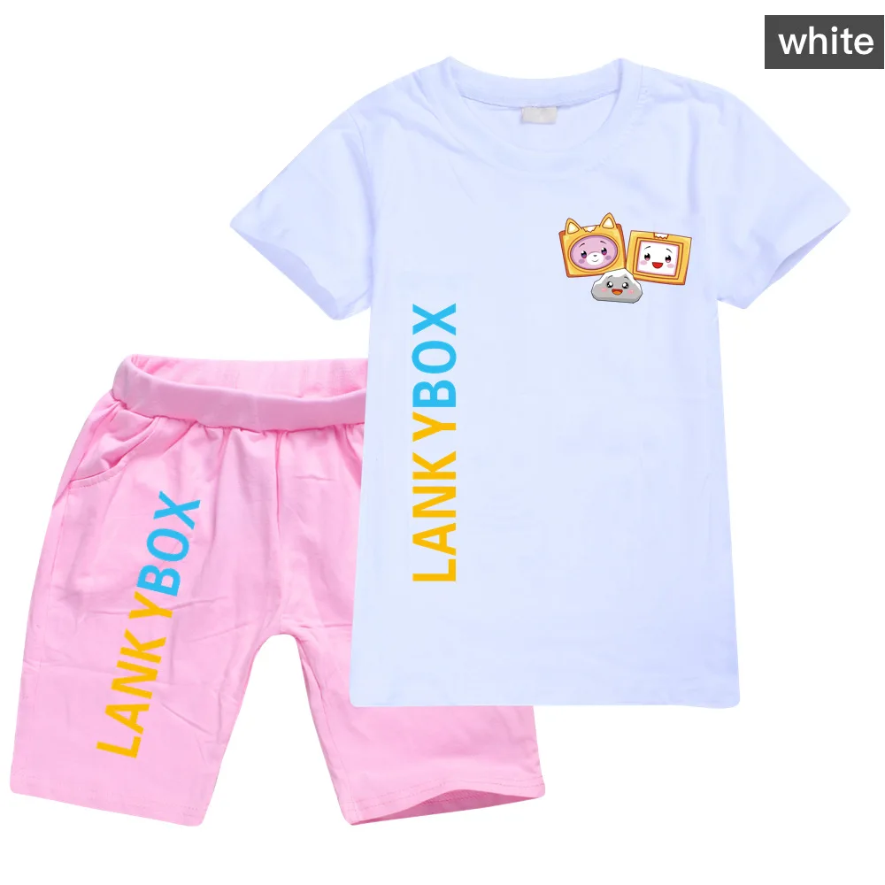Lankybox Kids Clothes Cotton Sport Tracksuits Children Sweatshirt T-shirts Suit Cartoon Set Teenager Boys Girls Clothing