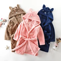 childrens rabbit ears nightgown flannel cute boys and girls thick coral fleece pajamas autumn and winter bathrobe