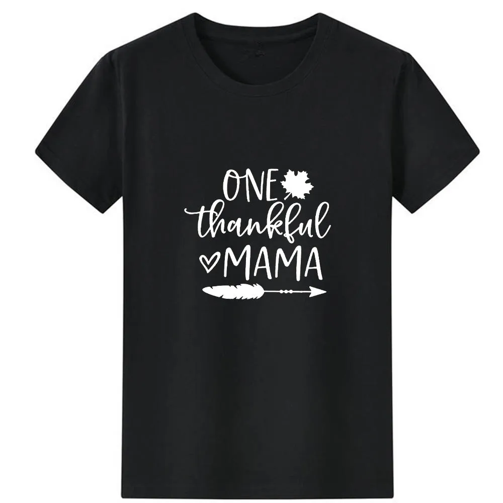 

ONE THANKFUL MAMA Woman Tshirt Top Arrow Graphic Printed T-shirt Woman Funny 90s Thankful Mom Gift T Shirt Women Loose Top