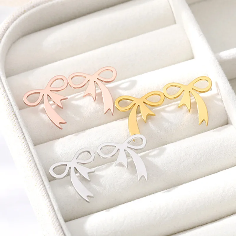 Женские серьги гвоздики из нержавеющей стали бабочки золотого и розового цветов