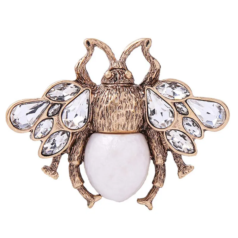 Пчелы жемчужные стразы брошь под старину с золотистым Броши насекомыми Pin Fly