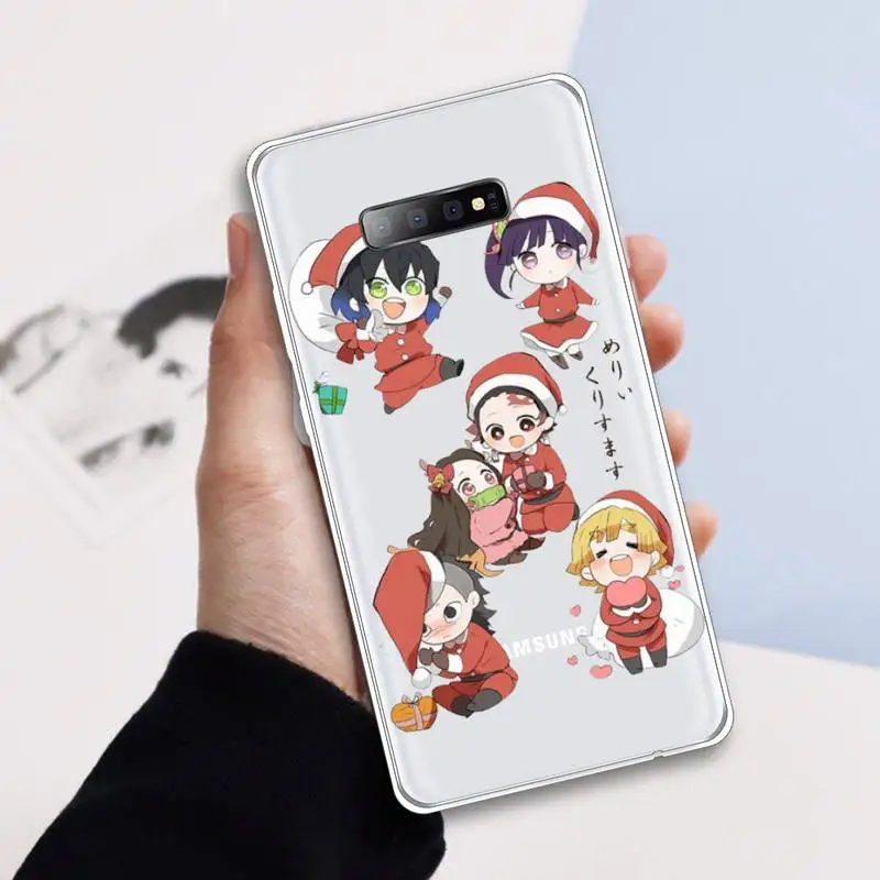 

Christmas Demon Slayer anime Phone Case Transparent For Samsung Galaxy A 71 21s S note 8 9 10 plus 20 ultra