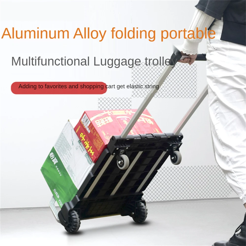 

LISM Folding Trolley Hand Truck Luggage Cart with 6 Wheels Heavy Duty Dolly Hand Cart with 90°-135°Adjustable Handle Portable