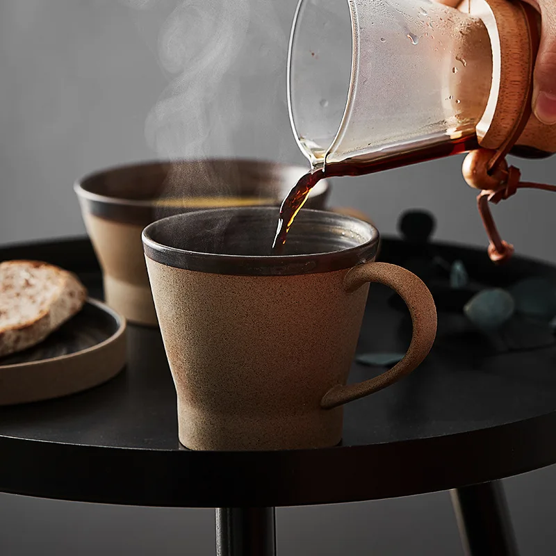 Грубая керамическая кружка в японском стиле чашка для завтрака ретро овсянки