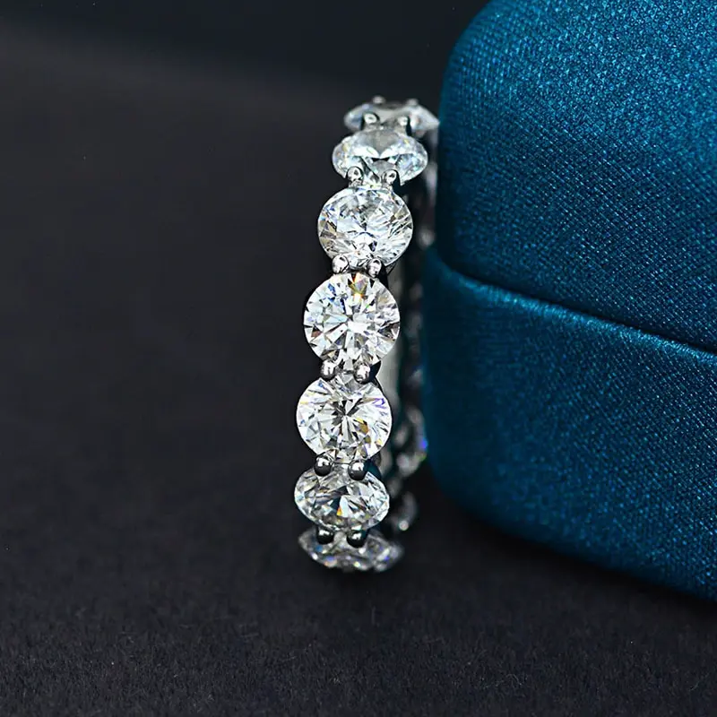 

Jazaz 100 % 925 Sterling Silver Full High Carbon Diamond Rings For Women Sparkling Wedding Engagement Party Fine Jewelry B0313