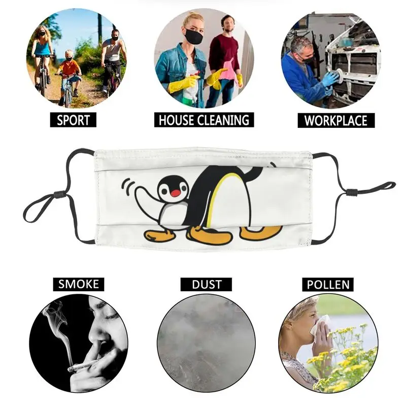 

Pingu Washable Mouth Face Mask Unisex Adult Penguin Cartoon Kawaii Anime Anti Dust Mask Protection Cover Respirator Mouth Muffle