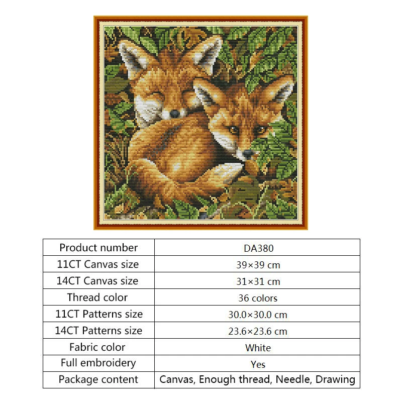 Набор для вышивки Два лисы картина Joy Sunday наборы крестиком 14 карат затемненный