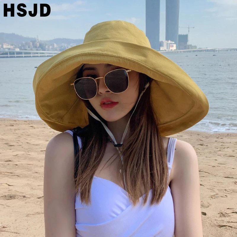 

Женские пляжные шляпы с широкими полями, складная Кепка От Солнца, с защитой от ультрафиолета, летняя